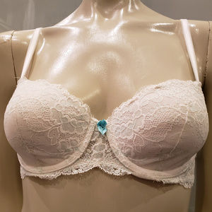VS White & Powder Blue Lace Underwire Bra - 34C